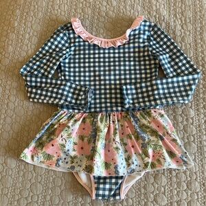 SweetHoney Blue and Pink Gingham Floral Leo!!